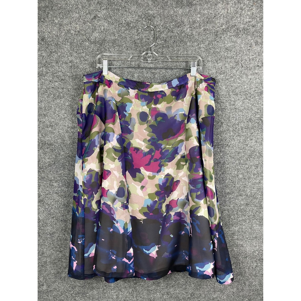 Coldwater Creek Skirt Womens XL 16 Multi Color Excellent Floral Mesh A-Line